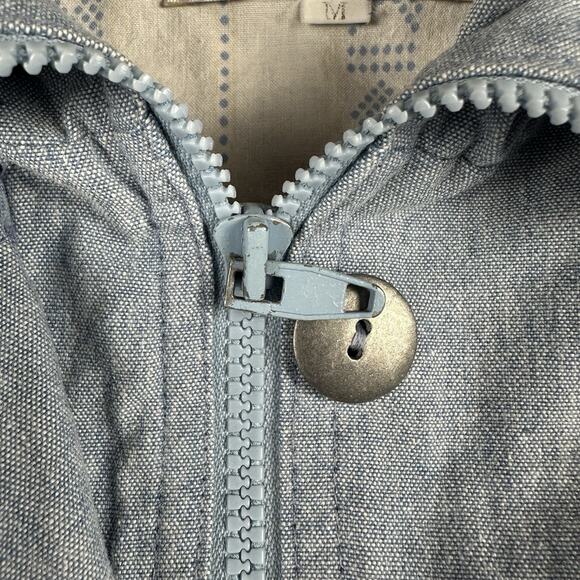 VTG 80s Mulberry Chambray Jacket Zip Closure, Cinch Bottom With Drawstring - Picture 6 of 10